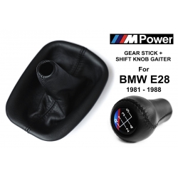 BMW E28 M Technic Leather Gear Shift Knob Stick 5 Speed Manual Transmission Shifter Lever & Gaiter Boot