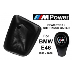 BMW E46 M Sport Leather Gear Shift Knob Stick 6 Speed Manual Transmission Shifter Lever & Gaiter Boot