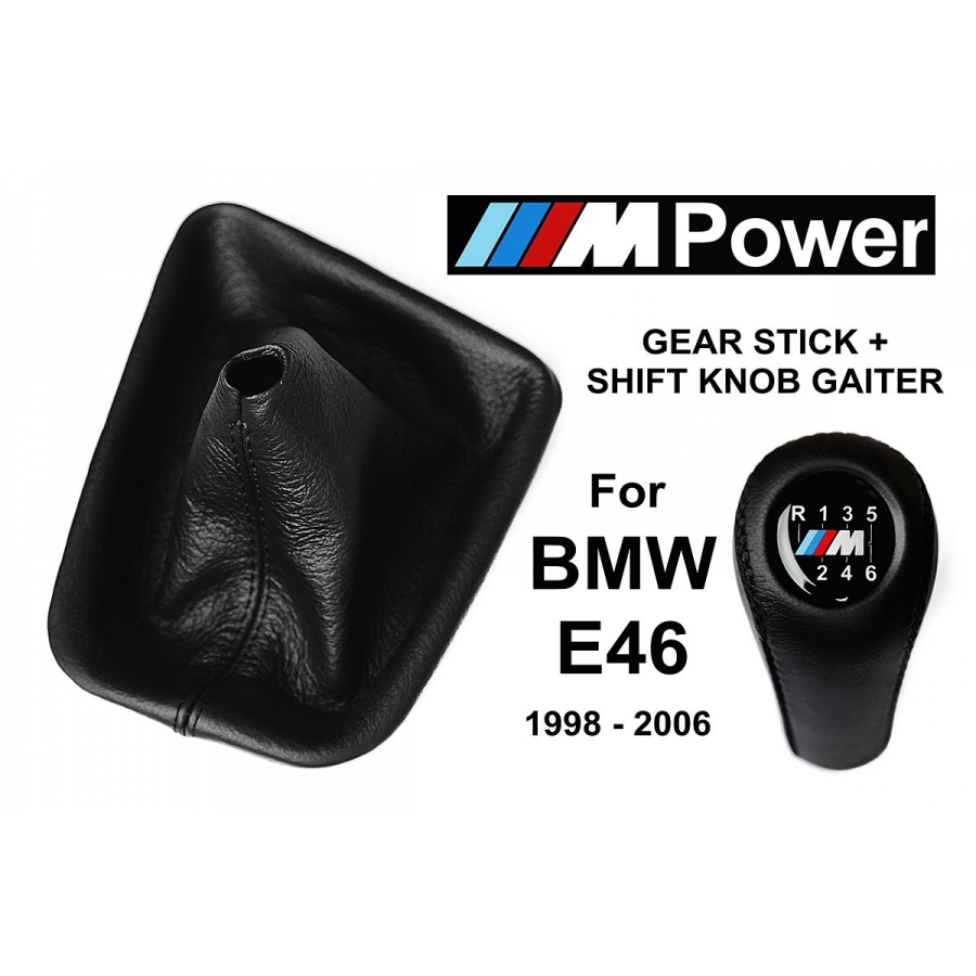 BMW E46 M Sport Leather Gear Shift Knob Stick 6 Speed Manual Transmission Shifter Lever & Gaiter Boot