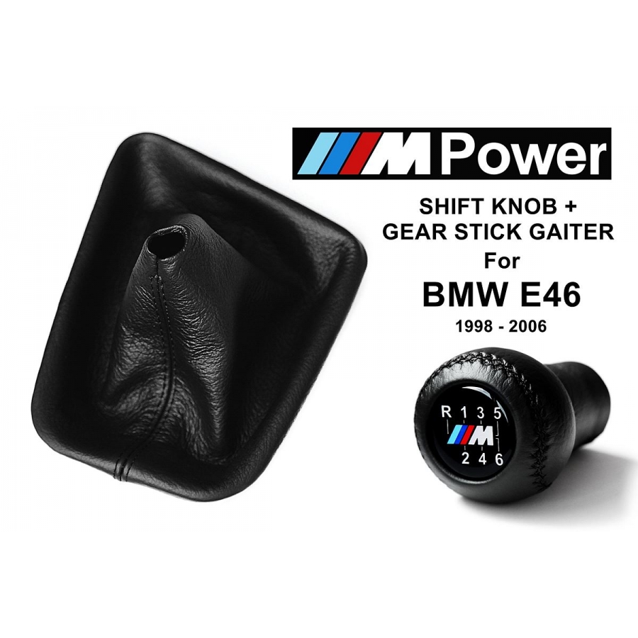 BMW E46 M Sport Leather Gear Shift Knob Stick 6 Speed Manual Transmission Shifter Lever & Gaiter Boot