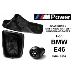 BMW E46 M Sport Leather Gear Shift Knob Stick 6 Speed Manual Transmission Shifter Lever + Handbrake + Gaiter Boot