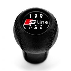 Audi S-Line Short Shift Knob 5 Speed Manual Transmission Genuine Leather Gear Shifter Lever Screw-On Type M12x1.5