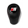 Audi Sport S3 S4 S6 S8 Red & White Stitch Leather Gear Shift Knob 4-5-6 Speed Manual Transmission Shifter Screw-On Type M12x1.5