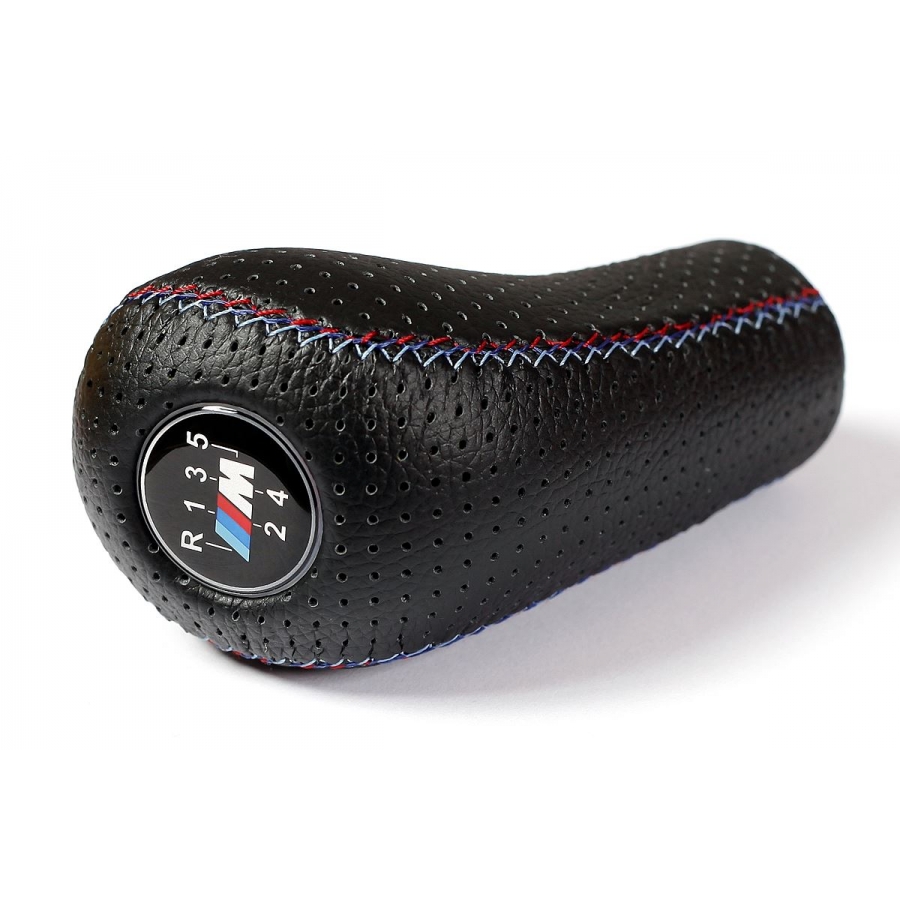BMW Punched Leather M Sport Tri Color ///M stitched Gear Shift Knob Stick 5 Speed Manual Gearbox Shifter Lever