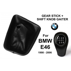 BMW E46 Leather Gear Shift Knob Stick 6 Speed Manual Transmission Shifter Lever & Gaiter Boot