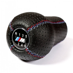 BMW Black Punched Leather M Sport Tri Color ///M stitched Gear Shift Knob Stick 6 Speed Manual Gearbox Shifter Lever