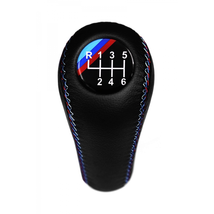 BMW M Technic Tri Color ///M stitched Leather Gear Shift Knob Stick 6 Speed Manual Transmission Shifter Lever