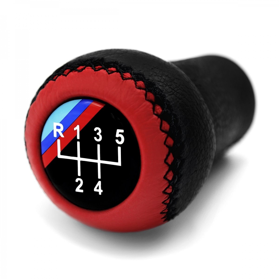 BMW Red/Black Leather M Sport Gear Shift Knob Stick 5 Speed Manual Transmission Shifter Lever
