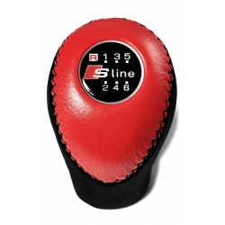 Audi S-Line Red/Black Leather Screw-On Type Gear Shift Knob Stick 6 Speed Manual Transmission Shifter Lever