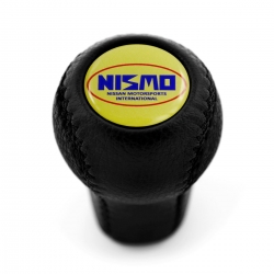 Nissan Nismo Old Logo Emblem Leather Screw-On Type Gear Shift Knob Stick 5/6 Speed Manual Transmission Shifter Lever M10xP1.25