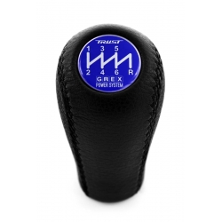 Nissan Trust Grex Blue Emblem Leather Gear Shift Knob Stick 6 Speed Manual Transmission Shifter Lever Screw-On Type M10xP1.25