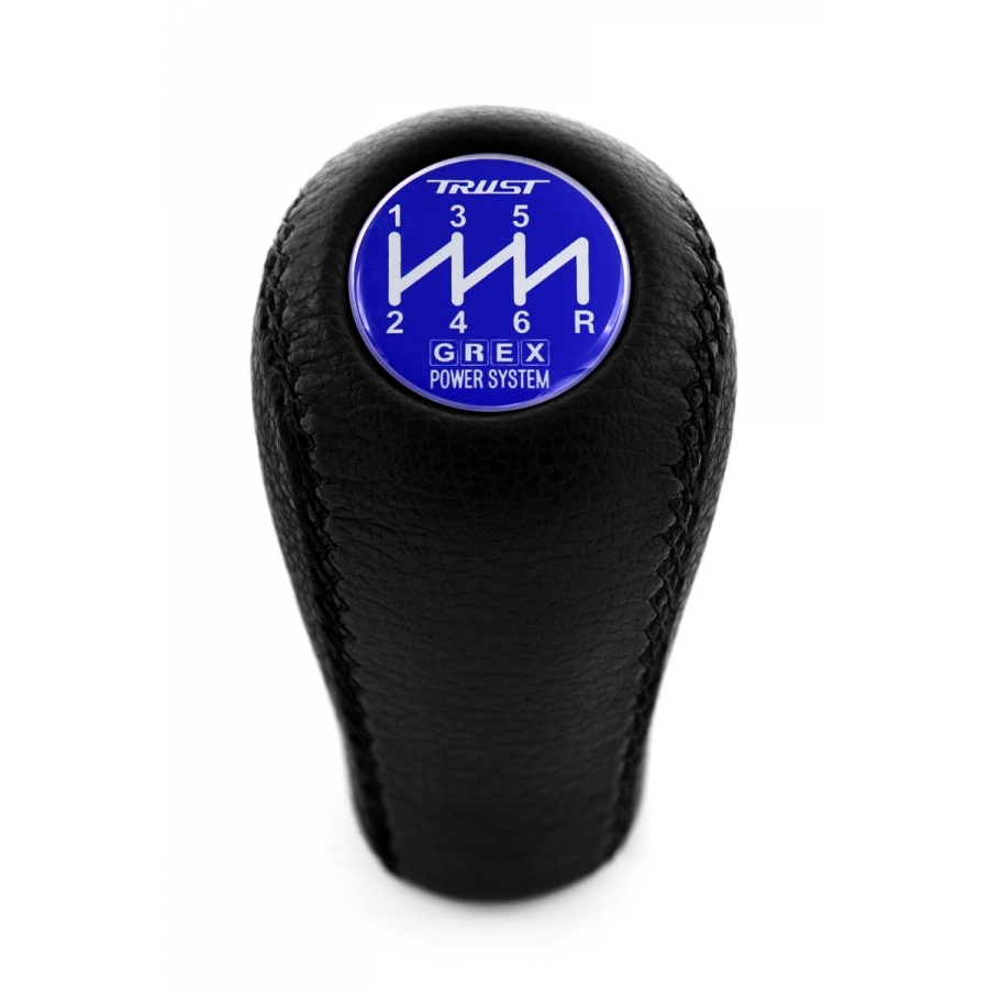 Nissan Trust Grex Blue Emblem Leather Gear Shift Knob Stick 6 Speed Manual Transmission Shifter Lever Screw-On Type M10xP1.25