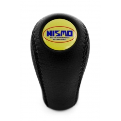 Nissan Nismo Old School Emblem Leather Gear Shift Knob Stick 5/6 Speed Manual Transmission Shifter Lever Screw-On Type M10xP1.25