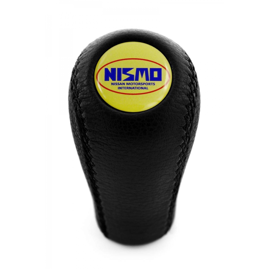 Nissan Nismo Old School Emblem Leather Gear Shift Knob Stick 5/6 Speed Manual Transmission Shifter Lever Screw-On Type M10xP1.25