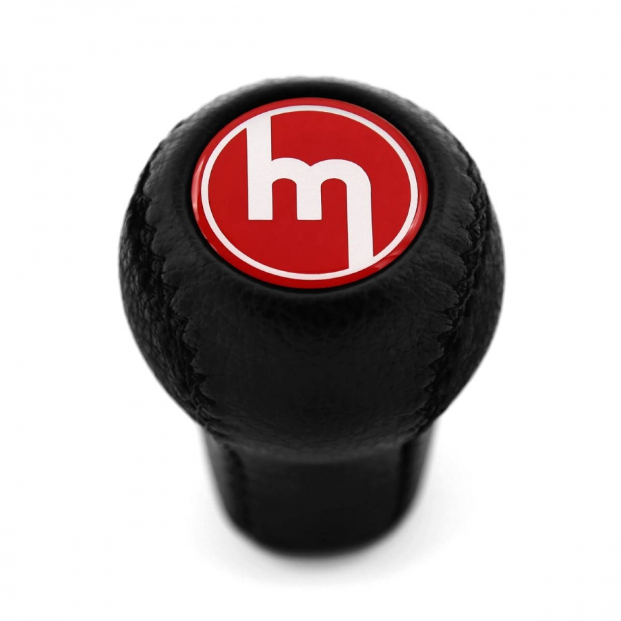 Mazda Mazdaspeed Red Emblem Genuine Leather Screw-On Type Short Shift Knob 5-6 Speed Manual Transmission Shifter Lever M10x1.25