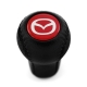 Mazda Old School Red Emblem Genuine Leather Screw-On Type Short Shift Knob 5-6 Speed Manual Transmission Shifter Lever M10x1.25