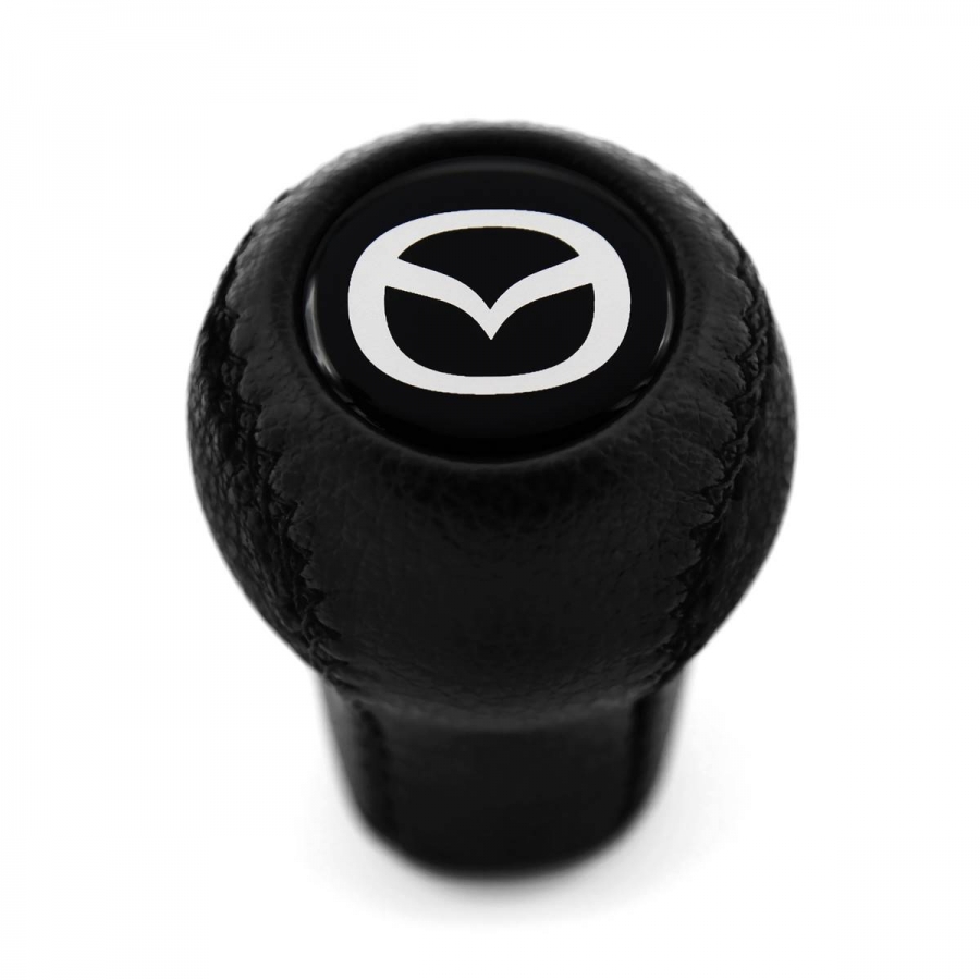 Mazda Red Emblem Genuine Leather Screw-On Type Short Shift Knob 5-6 Speed Manual Transmission Shifter Lever M10x1.25