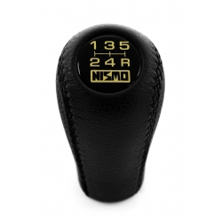 Nissan Nismo Old School Logo Leather Gear Shift Knob Stick 5 Speed Manual Transmission Shifter Lever Screw-On Type M10xP1.25