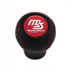 Mazda Mazdaspeed Red Emblem Genuine Leather Screw-On Type Short Shift Knob 5-6 Speed Manual Transmission Shifter Lever M10x1.25