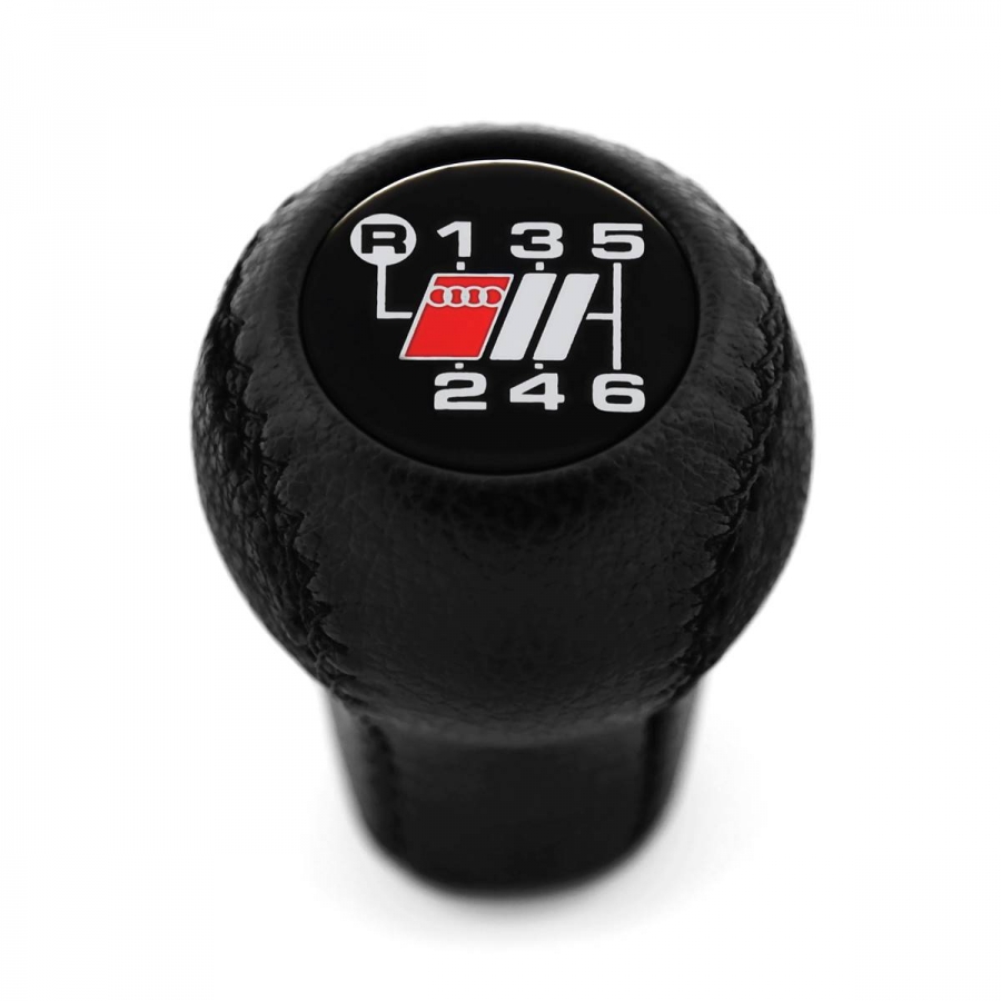 Audi S-Line Leather Gear Shift Knob Stick 6 Speed Manual Transmission Shifter Lever Screw-On Type M12x1.5