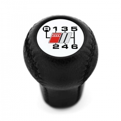 Audi S3 S4 S6 S8 White Sport Gear Shift Knob 6 Speed Manual Transmission Genuine Leather Screw-On Type M12x1.5