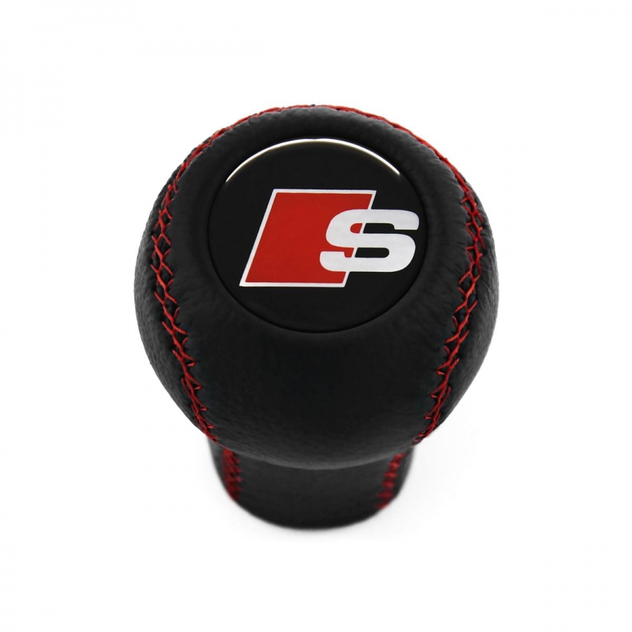 Audi S-Line Leather Gear Shift Knob Stick 5/6 Speed Manual Transmission Shifter Lever Screw-On Type M12x1.5