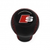 Audi Sport S3 S4 S6 S8 Red Stitch Leather Short Shift Knob 4-5-6 Speed Manual Transmission Shifter Lever Screw-On Type M12x1.5