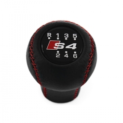 Audi S4 C4 A4 B5 Red Stitch Leather Gear Shift Knob Stick 6 Speed Manual Transmission Shifter Lever Screw-On Type M12x1.5