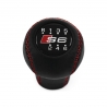 Audi S6 A6 C4 C5 Red Stitch Leather Short Shift Knob 6 Speed Manual Transmission Gear Shifter Lever Screw-On Type M12x1.5