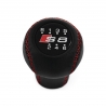 Audi A8 S8 4D D2 Red Stitched Leather Short Shift Knob 6 Speed Manual Transmission Gear Shifter Lever Screw-On Type M12x1.5