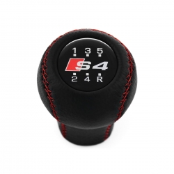 Audi Red Stitched Leather Gear Shift Knob 5 Speed Manual Transmission Shifter Lever Screw-On Type M12x1.5