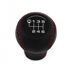 Audi Red Stitched Leather Gear Shift Knob 6 Speed Manual Transmission Shifter Lever Screw-On Type M12x1.5