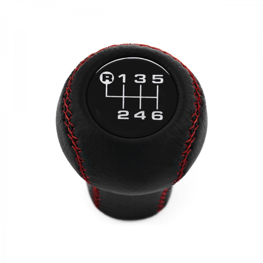 Audi Red Stitched Leather Gear Shift Knob 6 Speed Manual Transmission Shifter Lever Screw-On Type M12x1.5
