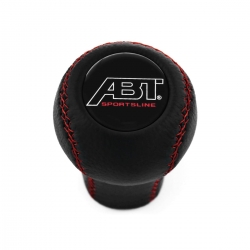 Audi ABT Emblem Red Stitch Leather Gear Shift Knob Stick 5/6 Speed Manual Transmission Shifter Lever Screw-On Type M12x1.5