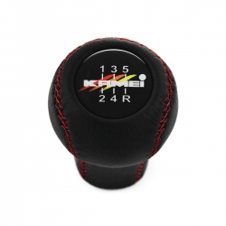 Audi Kamei Red Stitched Leather Gear Shift Knob 5 Speed Manual Transmission Shifter Lever Screw-On Type M12x1.5