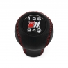 Audi S3 S4 S6 S8 Red Stitch Genuine Leather Short Shift Knob 5 Speed Manual Transmission Gear Shifter Lever Screw-On M12x1.5
