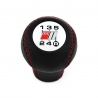 Audi S3 S4 S6 S8 White Emblem Red Stitch Real Leather Gear Shift Knob 5 Speed Manual Transmission Shifter Lever Screw-On M12x1.5