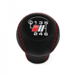 Audi Sport Red Stitched Leather Gear Shift Knob 6 Speed Manual Transmission Shifter Lever Screw-On Type M12x1.5