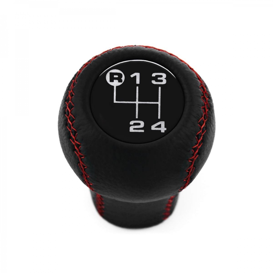 Audi Leather Gear Shift Knob Red Stitched 4 Speed Manual Transmission Shifter Lever Screw-On Type M12x1.5