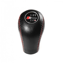Audi S-Line With Red-White Stitching Leather Screw-On Type Gear Shift Knob Stick 5 Speed Manual Transmission Shifter Lever