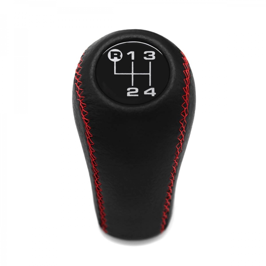 Audi Leather Gear Shift Knob Red Stitched 4 Speed Manual Transmission Shifter Lever Screw-On Type M12x1.5