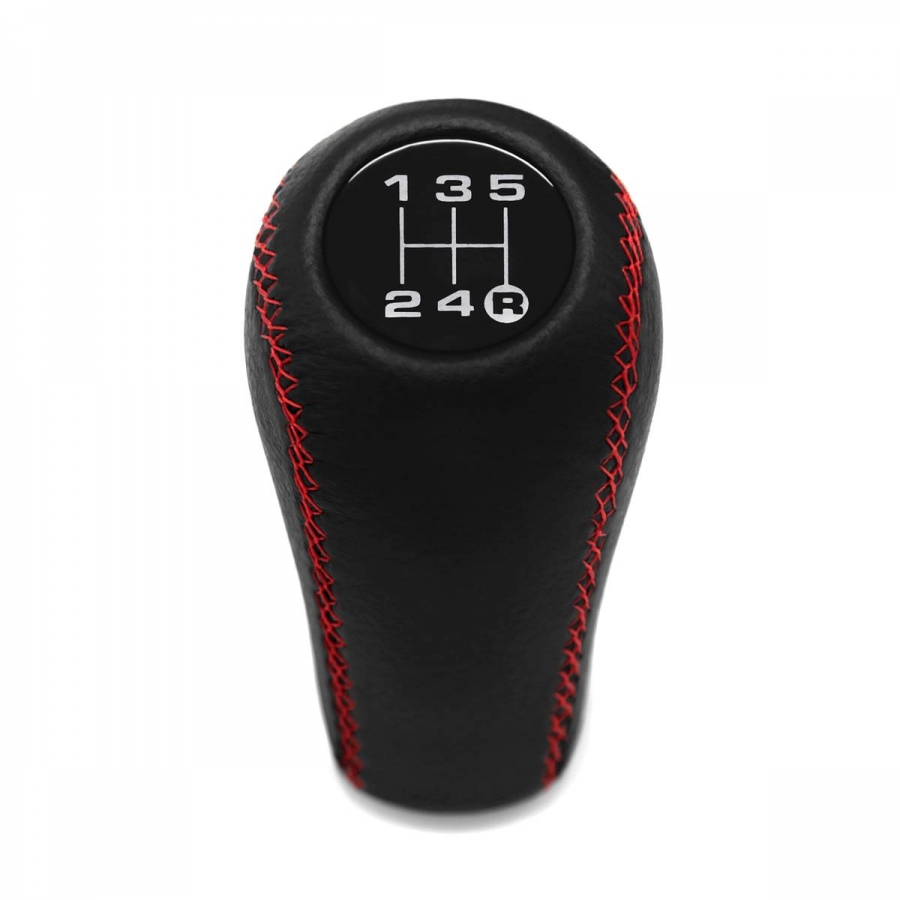 Audi Red Stitched Leather Gear Shift Knob 5 Speed Manual Transmission Shifter Lever Screw-On Type M12x1.5