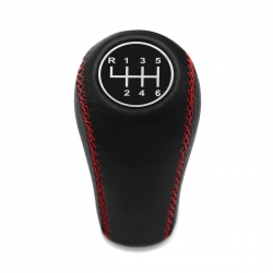 Audi Red Stitched Leather Gear Shift Knob 6 Speed Manual Transmission Shifter Lever Screw-On Type M12x1.5