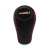 Audi Kamei Emblem Red Stitch Leather Gear Stick Shift Knob 4-5-6 Speed Manual Transmission Shifter Lever Screw-On Type M12x1.5