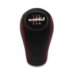 Audi Kamei Red Stitched Leather Gear Shift Knob 5 Speed Manual Transmission Shifter Lever Screw-On Type M12x1.5