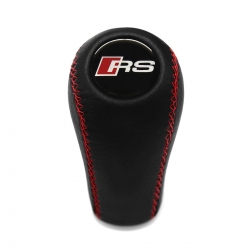 Audi RS Red Stitch Leather Gear Shift Knob Stick 5-6 Speed Manual Transmission Shifter Lever Screw-On Type M12x1.5