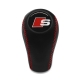 Audi S3 S4 S6 S8 Red Stitch Leather Shift Knob Gear Stick 5-6 Speed Manual Transmission Shifter Lever Screw-On Type M12x1.5