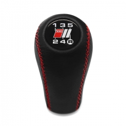 Audi S Sport Red Stitch Leather Gear Shift Knob Stick 5 Speed Manual Transmission Shifter Lever Screw-On Type M12x1.5