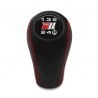 Audi S3 S4 S6 S8 Red Stitch Genuine Leather Gear Stick Shift Knob 5 Speed Manual Transmission Shifter Lever Screw-On M12x1.5