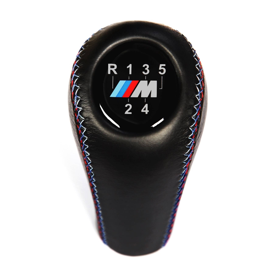 BMW M Sport Tri Color ///M stitched Leather Gear Shift Knob Stick 5 Speed Manual Transmission Shifter Lever